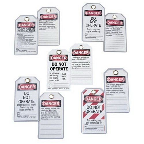IDEAL® 44-830 Heavy Duty Laminated Lockout Tag, Red, 7/8 in Hole, Plastic