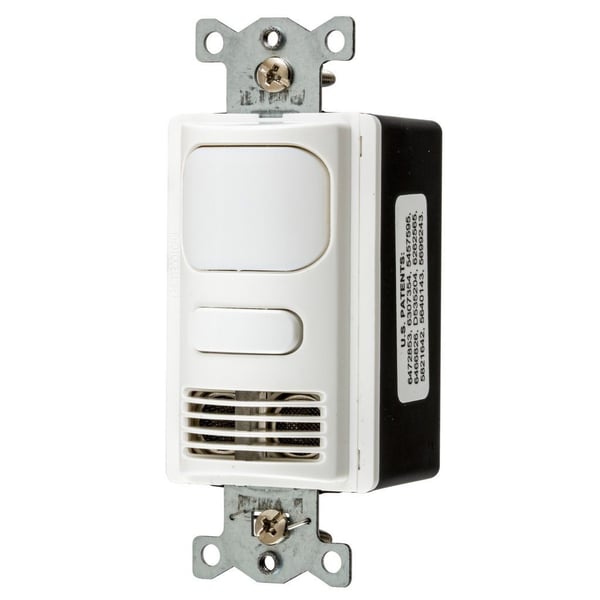 AD2000W1Hubbell® H-MOSS® AD2000W1 Wall Switch Sensor, 120/277 VAC, Passive Infrared/Ultrasonic Sensor, 1000 sq-ft Coverage