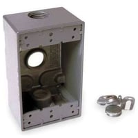 BELL® 5324-0 Weatherproof Outlet Box With Lugs, Die Cast Aluminum, 18.3 cu-in, 1 Gang, 3 Outlets, 4-1/2 in H x 2-3/4 in W x 2 in D