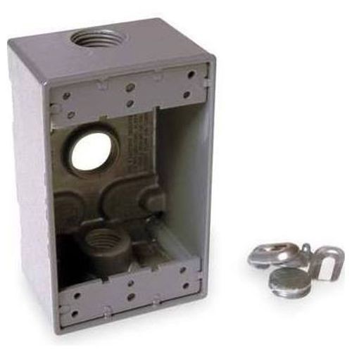 BELL® 5324-0 Weatherproof Outlet Box With Lugs, Die Cast Aluminum, 18.3 cu-in, 1 Gang, 3 Outlets, 4-1/2 in H x 2-3/4 in W x 2 in D
