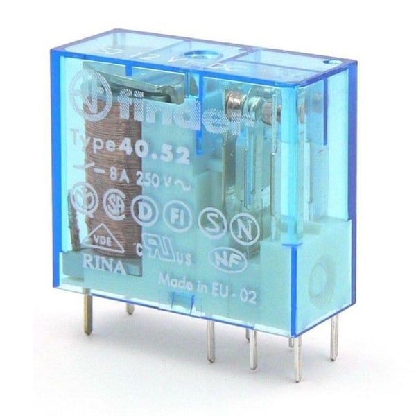 40.52.9.012.0000Finder® 40.52.9.012.0000 40 Series Miniature Standard General Purpose Relay, 8 A, 2CO/DPDT Contact, 12 VDC V Coil