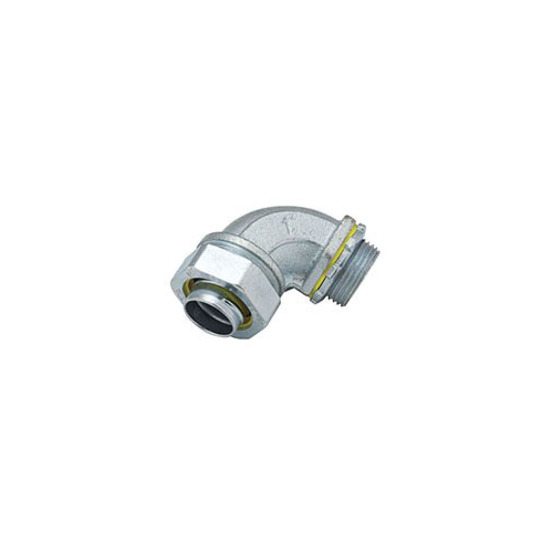 3421RACO® 3421 Non-Insulated Conduit Connector, 3/8 in Trade, 90 deg, Malleable Iron/Steel, Electro-Plated Zinc