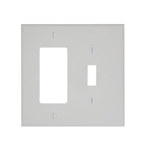 Leviton® Decora® PJ126-T Midway Size Combination Wallplate, 2 Gangs, 4-7/8 in H x 3-1/8 in W, Thermoplastic, Light Almond
