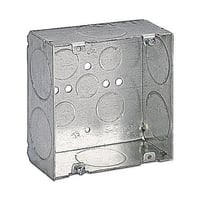RACO® 259 Square Box With Conduit Knockout, Steel, 42 cu-in Capacity, 10 Knockouts, 4-11/16 in H x 4-11/16 in W x 2-1/8 in D