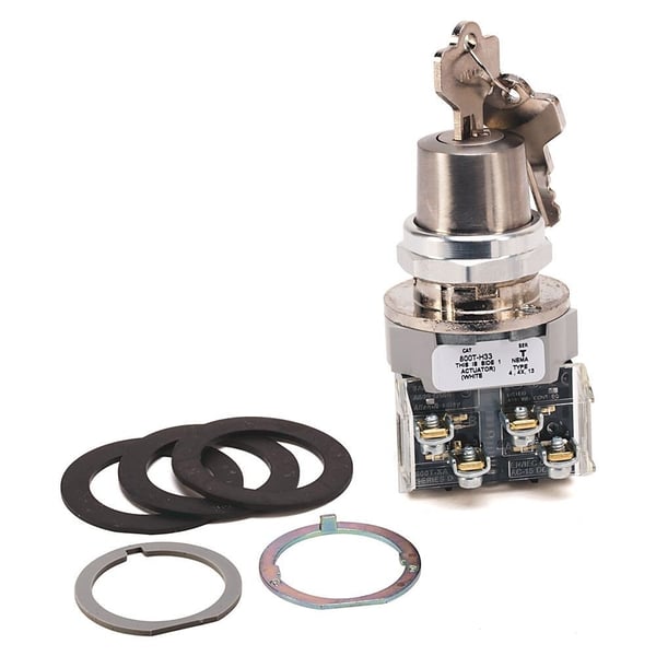 800T-H33AAllen-Bradley, 800T-H33A, 30.5mm Type 4/13 2 Pos. Cylinder Lock Sel. Switch, Maint., Lock-Both, Std. Key, D018 Key, 1 NO-1 NC