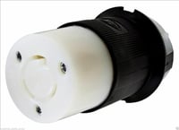 HBL2313Hubbell, Twist Lock Connector, 2 Pole, 3 Wire, 20 Ampere, 125 Volts, NEMA L5-20R, Black & White
