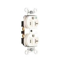 Pass & Seymour® TR8300HW Duplex Heavy Duty Tamper-Resistant Straight Blade Receptacle, 125 VAC, 20 A, 2 Poles, 3 Wires, White