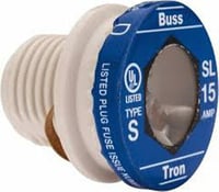 SL-15Bussmann® SL-15 Time Delay Plug Fuse, 15 A, 125 VAC, 10 kA Interrupt, Round Body