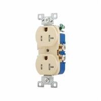 EATON TR370V-BOX Duplex Standard Tamper-Resistant Straight Blade Receptacle, 125 VAC, 20 A, 2 Poles, 3 Wires, Ivory