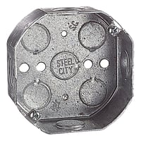 Data-Spec SheetSteel City® 54151-1/2 Drawn Style Box, Steel, 15.8 cu-in Capacity, 1 Outlets, 7 Knockouts, 1-1/2 in D