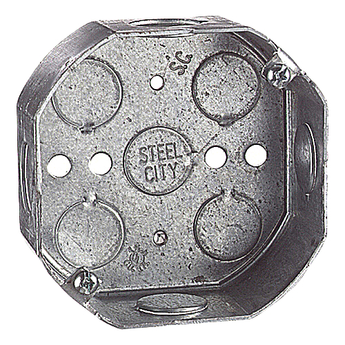 Data-Spec SheetSteel City® 54151-1/2 Drawn Style Box, Steel, 15.8 cu-in Capacity, 1 Outlets, 7 Knockouts, 1-1/2 in D