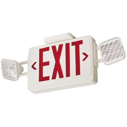 ECR-LED-HO-R0-M6Lithonia Lighting® ECR-LED-HO-R0-M6 Exit Sign Emergency Light, 2 Lamp Heads, Red Letters,  Ivory White, High-output