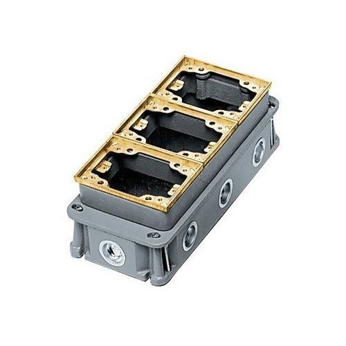 B4333Wiring Device-Kellems B4333 Deep Fully Adjustable Concrete Floor Box, Cast Iron, 34.8 cu-in, 3 Gangs, 8 Knockouts