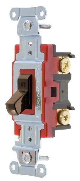 1224GYHubbell, Toggle Switch, 4 Way, 120/277 VAC, 20 Ampere, Gray, Back and Side Wired, 14 to 10 AWG