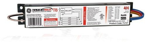 GE UltraMax™ GE432MAXPN/ULTRA High Efficiency Electronic Ballast, T8 Fluorescent Lamp, 32 W Lamp, 120 to 277 VAC, Instant, 0.87 Ballast Factor