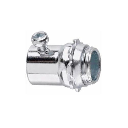 Crouse-Hinds 454 Non-Insulated Straight Threaded Conduit Connector, 1-1/2 in Trade, For Use With Thinwall EMT Conduit, Steel, Zinc Plated