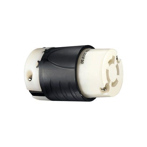 L1520CWiring Device-Kellems L1520C Locking Connector, 250 VAC, 20 A, 3 Poles, 4 Wires, Black/White