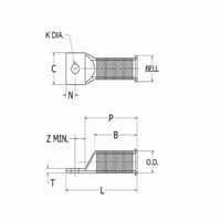 YAV28TC12FXBBURNDY® HYLUG™ YAV28TC12FXB YAV-TC-FXB 1-Hole Compression Lug, 4/0 AWG Stranded Copper Conductor, Die Code: 15, 1/2 in Stud, Tin Plated Copper