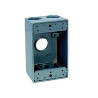 TP7078Crouse-Hinds TP7074 Weatherproof Outlet Box, Die-Cast Aluminum, 24 cu-in Capacity, 1 Gangs, 3 Outlets, 3 Knockouts, 2-7/8 in W x 2-21/32 in D x 4-4/16 in H