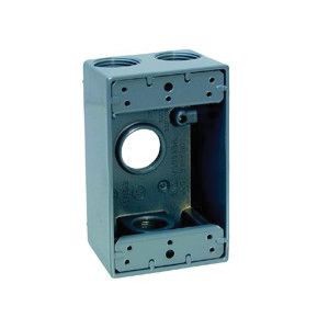 TP7078Crouse-Hinds TP7074 Weatherproof Outlet Box, Die-Cast Aluminum, 24 cu-in Capacity, 1 Gangs, 3 Outlets, 3 Knockouts, 2-7/8 in W x 2-21/32 in D x 4-4/16 in H