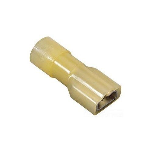 IDEAL® 83-9791 Female Disconnect Terminal, 12 to 10 AWG Conductor, 0.25 x 0.032 in Tab, Shouldered Barrel, Brass/Nylon, Yellow