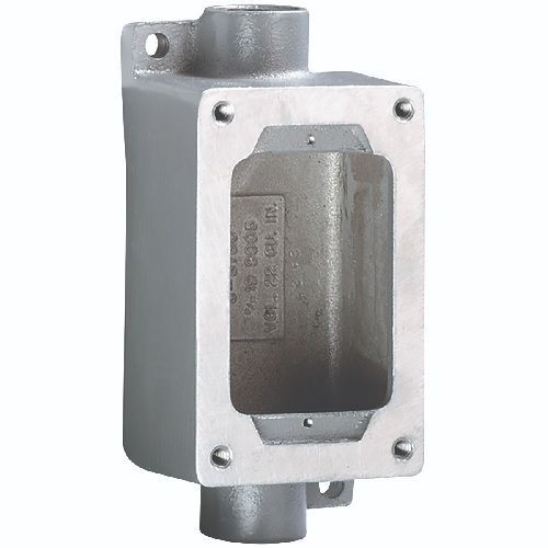 Killark® SWB-4 1-Gang Explosionproof Feed-Through Conduit Device Box, For Use With XCS/XS/XT Cover Assemblies, Aluminum, Gray