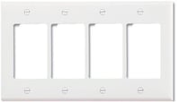 EATON Arrow Hart™ PJ264W-SP-L PJ Series Mid-Sized Decorator Wallplate, 4 Gangs, 4.87 in H x 8.56 in W, Polycarbonate/Thermoplastic, White