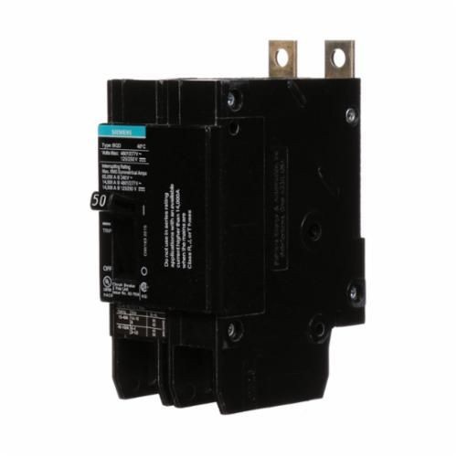 BQD250Siemens BQD250 Type BQD Molded Case Circuit Breaker, 277/480 VAC/125/250 VDC, 50 A, 14 kA Interrupt, 2 Poles, Thermal/Magnetic Trip
