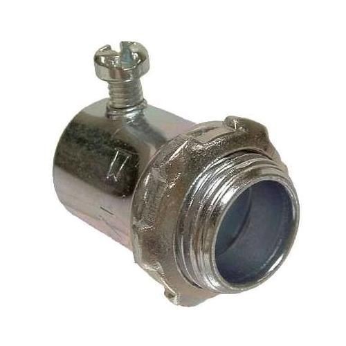 RACO® 2002 Non-Insulated Set Screw Conduit Connector, 1/2 in Trade, For Use With EMT Conduit, Steel, Electro-Plated Zinc