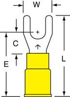 Data-Spec Sheet3M™ Highland™ 051128-60009 Insulated Standard Fork Terminal, 12 to 10 AWG Conductor, 1.03 in L, Butted Seam Barrel
