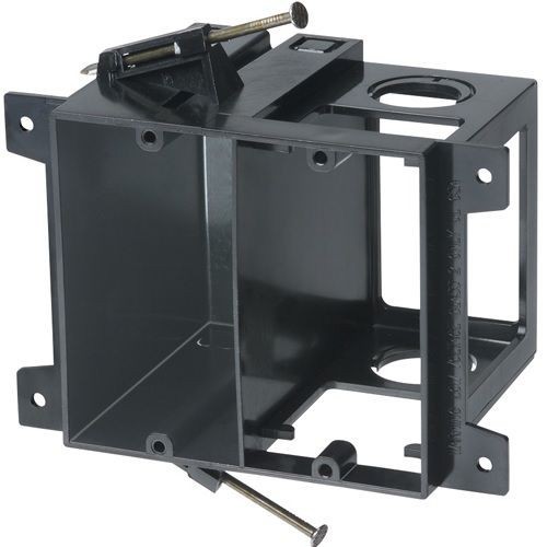 Arlington LVD2 Low Voltage Power Box, Plastic, 20 cu-in Capacity, 2 Gangs, 2 Knockouts, 5 in L x 5.36 in W x 3.44 in H