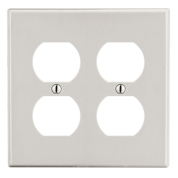 PJ82LAWiring Device-Kellems PJ82LA Mid-Size Non-Metallic Wallplate, 2 Gangs, 4.94 in L x 5 in W, Polycarbonate Thermoplastic, Light Almond