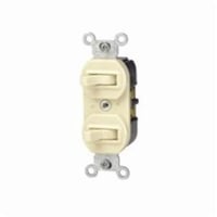 5241-TLeviton® 5241 Traditional 3-Way Commercial Grade Duplex Non-Grounding Combination Switch, 20 A, 125 VAC, 1 hp, 1 Poles