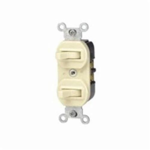 5241-TLeviton® 5241 Traditional 3-Way Commercial Grade Duplex Non-Grounding Combination Switch, 20 A, 125 VAC, 1 hp, 1 Poles