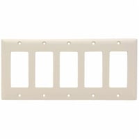 Pass & Seymour® SP265-LA Standard Decorator Wallplate With Color Matching Screws, 5 Gangs, 5 in, Thermoplastic, Light Almond