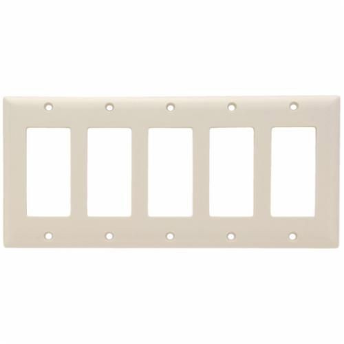 Pass & Seymour® SP265-LA Standard Decorator Wallplate With Color Matching Screws, 5 Gangs, 5 in, Thermoplastic, Light Almond
