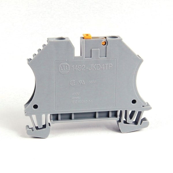 1492-JKD4TPAllen-Bradley 1492-JKD4TP 1492-J IEC Terminal Block, Knife Disconnect Feed-Through, 4 mm (# 22 AWG - # 10 AWG) or 2.5 mm (# 22 AWG - # 12 AWG), With Test Plug Socket, Gray (Standard),