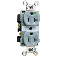 Pass & Seymour® 8300GRY Duplex Extra Heavy Duty Straight Blade Receptacle, 125 VAC, 20 A, 2 Poles, 3 Wires, Gray