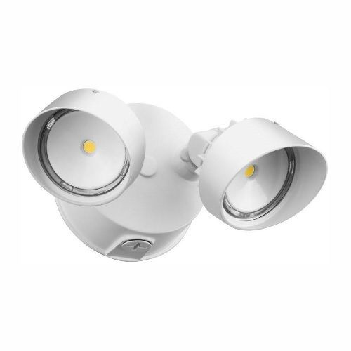 Lithonia Lighting® OLF 2RH 40K 120 WH M4 2 Head Round Motion Security Flood Light, Static LED Lamp, 25 W Fixture, 120 VAC, White Housing