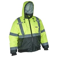 VBBCL3LXLMCR Safety VBBCL3LXL Luminator™ Two Tone Bomber Rain Jacket, Fluorescent Lime/Black, Silver Reflective Stripes, XL