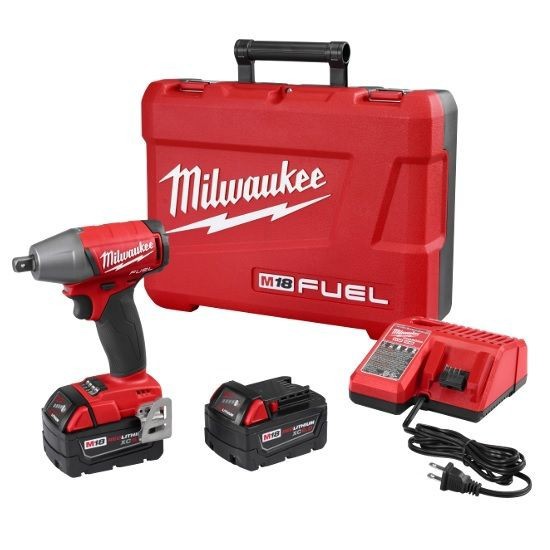 Milwaukee® M18™ FUEL™ 2755-22 Brushless Compact Impact Wrench Kit, 1/2 in Straight Drive, 0 to 3200 bpm, 220 ft-lb Torque, 18 VDC, 6.1 in OAL