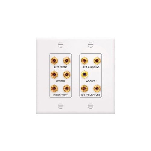 F9004-WHOn-Q® F9004WH 2-Gang Pre-Configured High Impact Flame-Retardant Decorator Outlet Strap, For Use With 5.1 Home Theatre Decorator Wallplate, Plastic, White