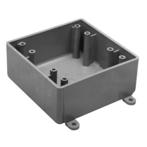 Carlon® E9802 F Series Type FS Hubless Non-Metallic Rigid Shallow Style Device Box, 32 cu-in Capacity, 2 Gangs, 5.1 in H x 5.1 in W x 1.98 in D