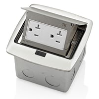 PFTR2-BNLeviton® PFTR2-BN Pop-Up Floor Box With 125 VAC, 20 A Duplex Receptacle, Steel