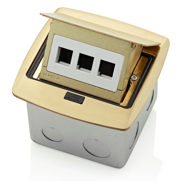 PFQP3-BRLeviton® PFQP3-BR Pop-Up Floor Box With 3-Port QuickPort® Insert, Steel