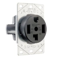 Pass & Seymour® 3864 Grounding Straight Blade Receptacle, 125/250 VAC, 30 A, 3 Poles, 4 Wires, Black