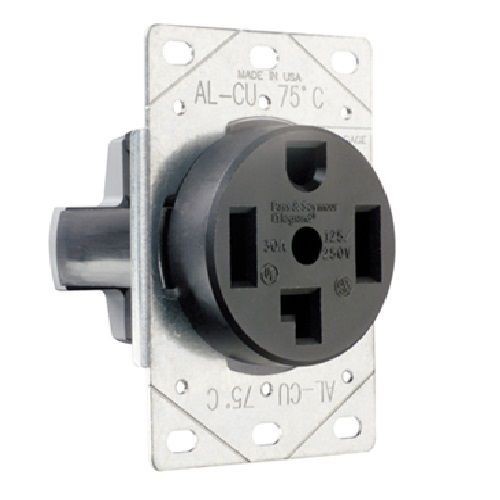Pass & Seymour® 3864 Grounding Straight Blade Receptacle, 125/250 VAC, 30 A, 3 Poles, 4 Wires, Black