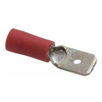 IDEAL® 83-9971 Insulated Vinyl Male Disconnect Terminal, 22 to 18 AWG Conductor, 0.25 x 0.2 in Tab, Shouldered Barrel, Brass, Red