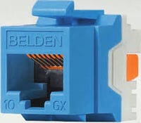 AX104193Belden, Jack, Cat6, 1 Port, Female, Straight, Plastic, RJ11, RJ45, 24 to 22 AWG, Cable Mount, Blue