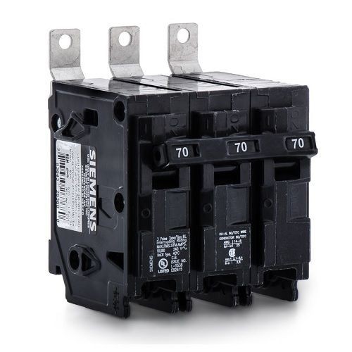 Siemens B370 Type BL Low Voltage Molded Case Circuit Breaker, 240 VAC, 70 A, 10 kA Interrupt, 3 Poles, Thermal/Magnetic Trip
